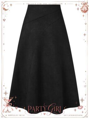 Faux Suede High Waist A-Line Midi Skirt Fall Winter Contemporary